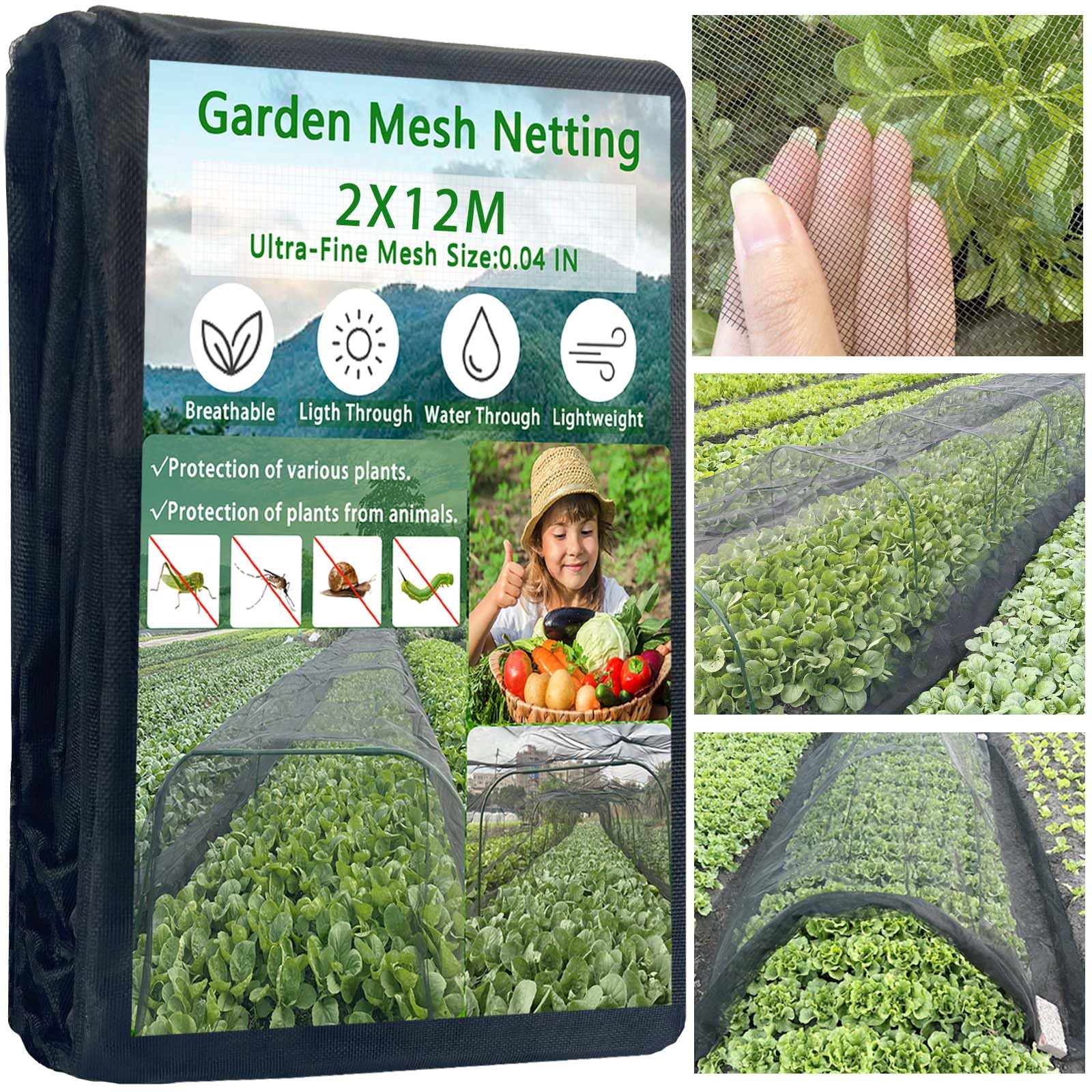 2x12m Black Thickened Garden Mesh Netting